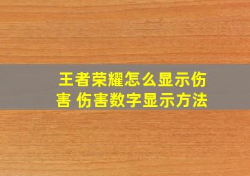 王者荣耀怎么显示伤害 伤害数字显示方法